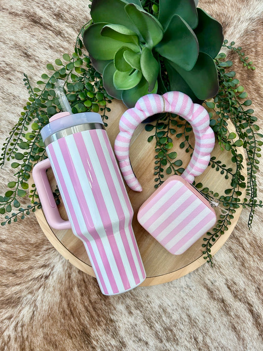 Pink Striped Headband