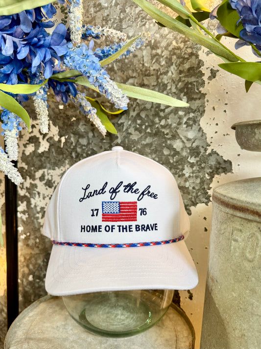 Land Of The Free Embroidered Trucker Hat