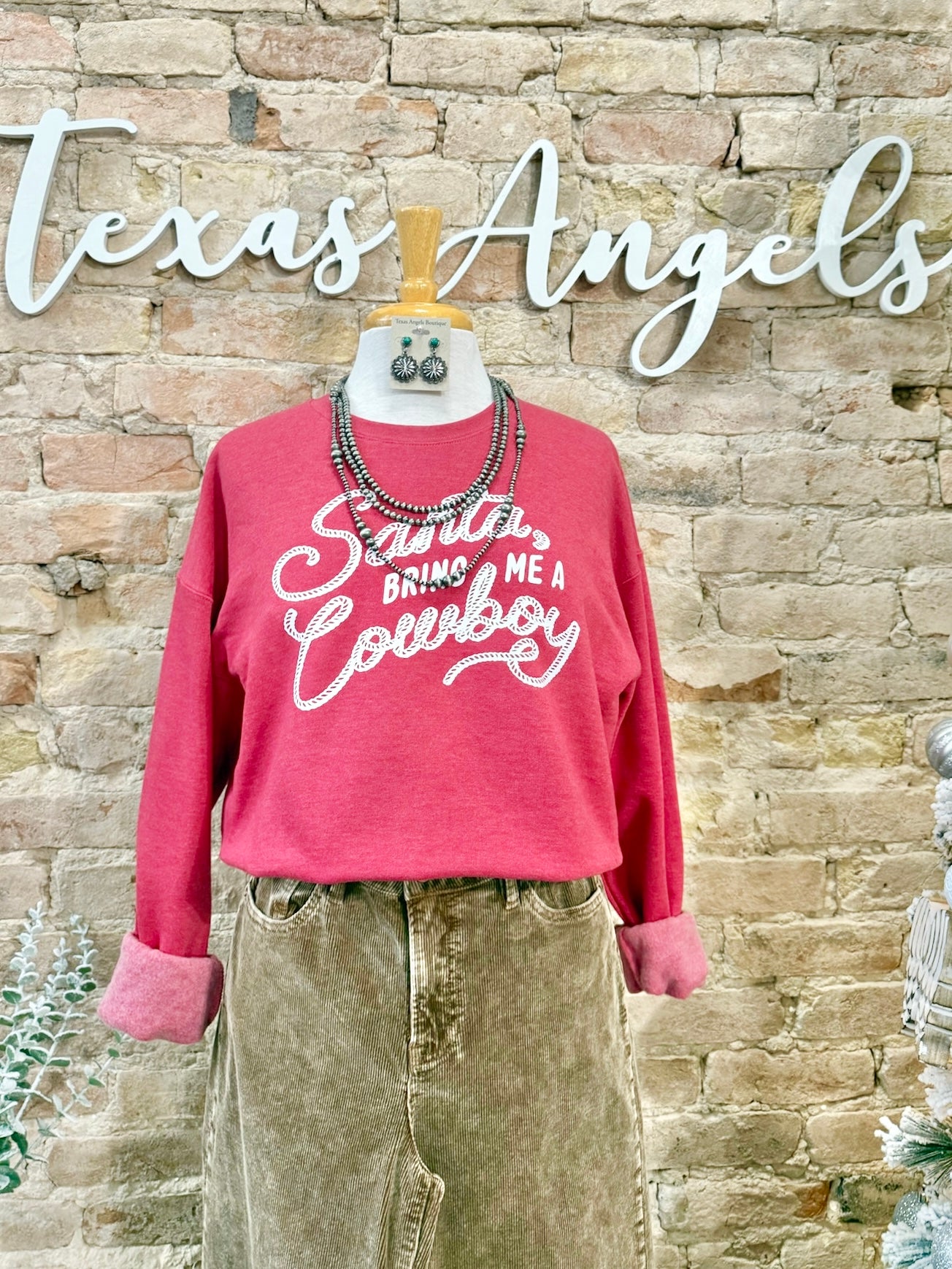 Santa, Bring Me A Cowboy Red Sweatshirt