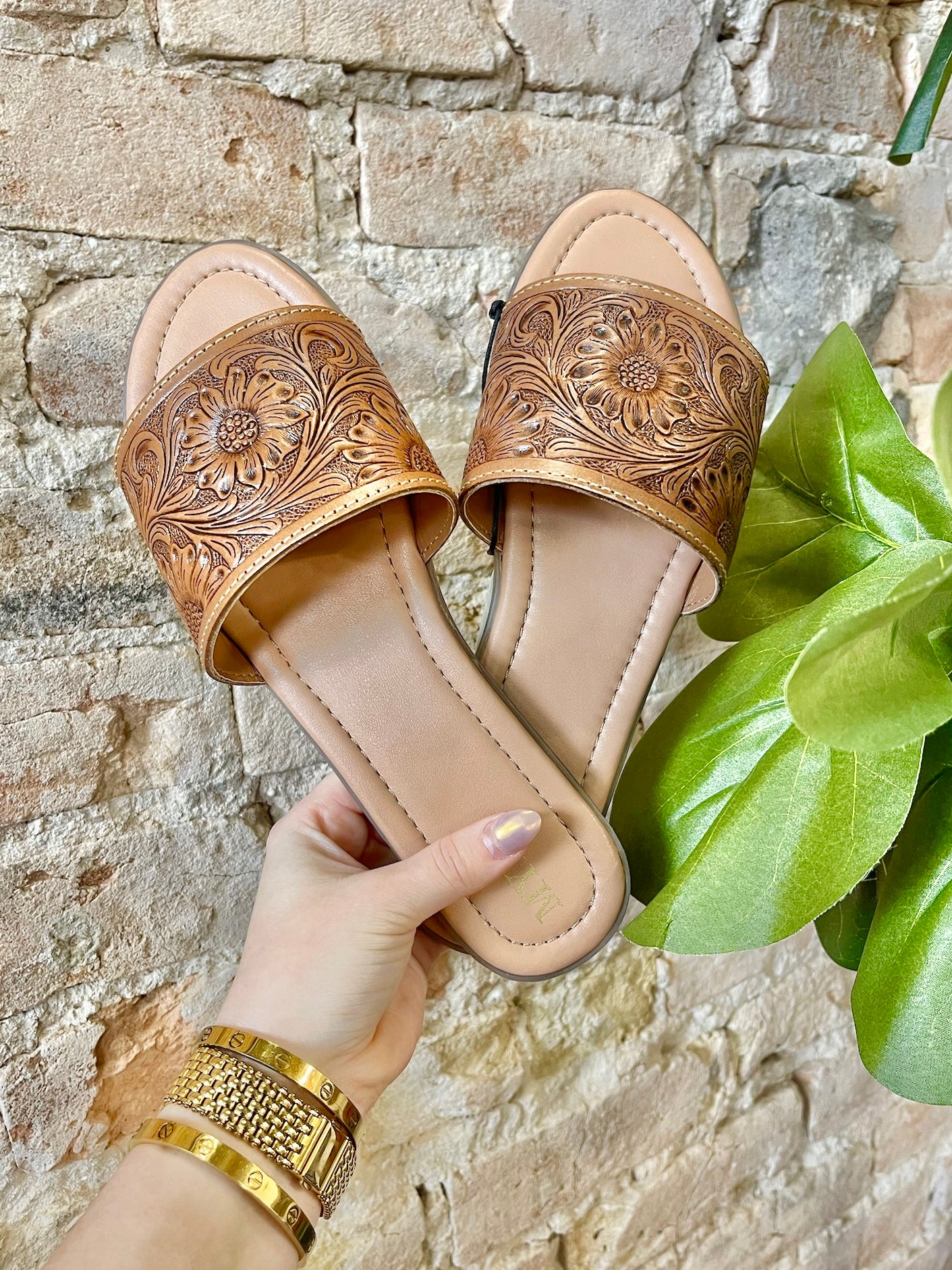 MYRA Tooled Leather Sandals