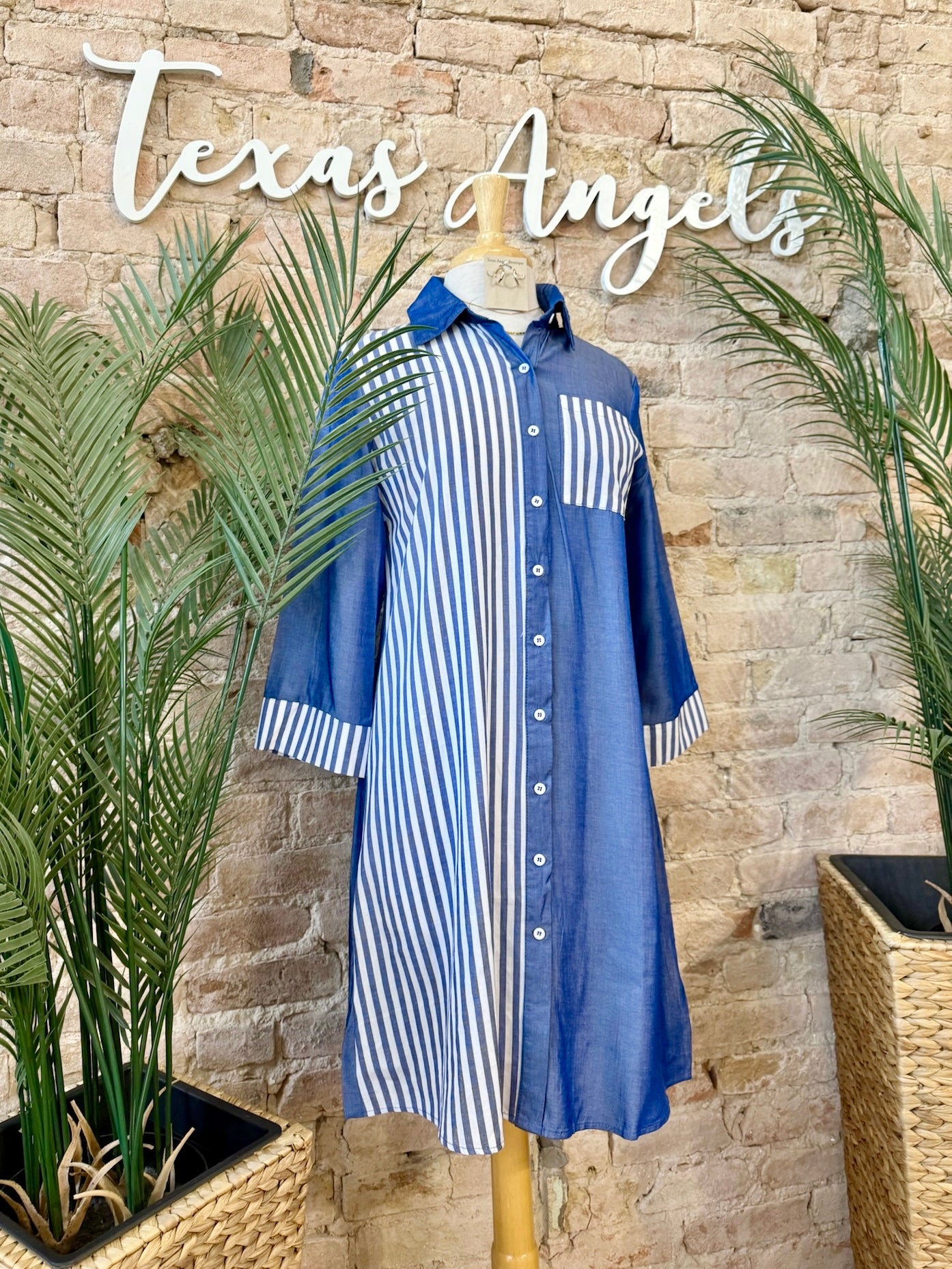 In Love With The Sun Chambray Striped Dress