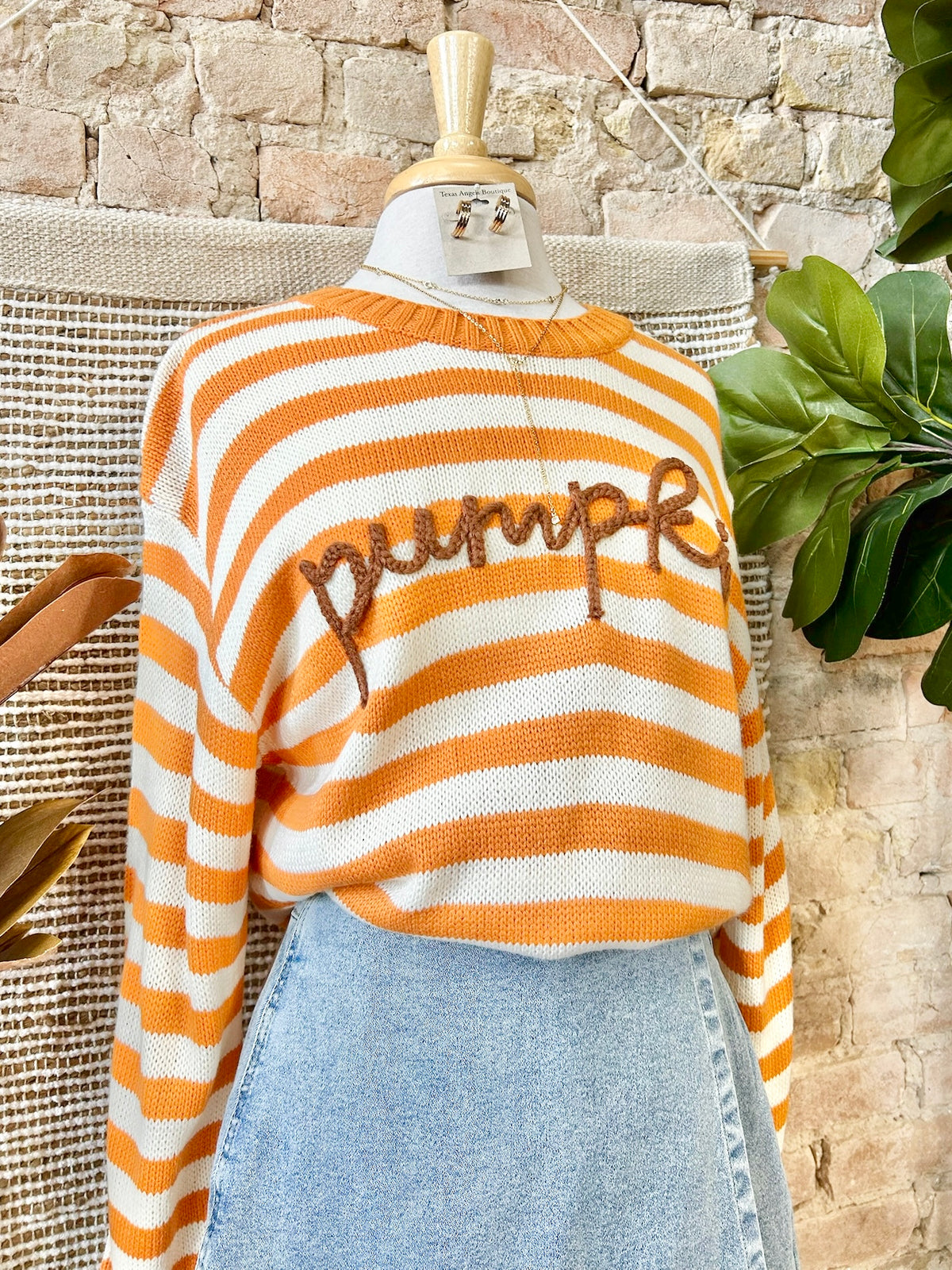 Pumpkin Spice & Everything Nice Orange Striped Sweater