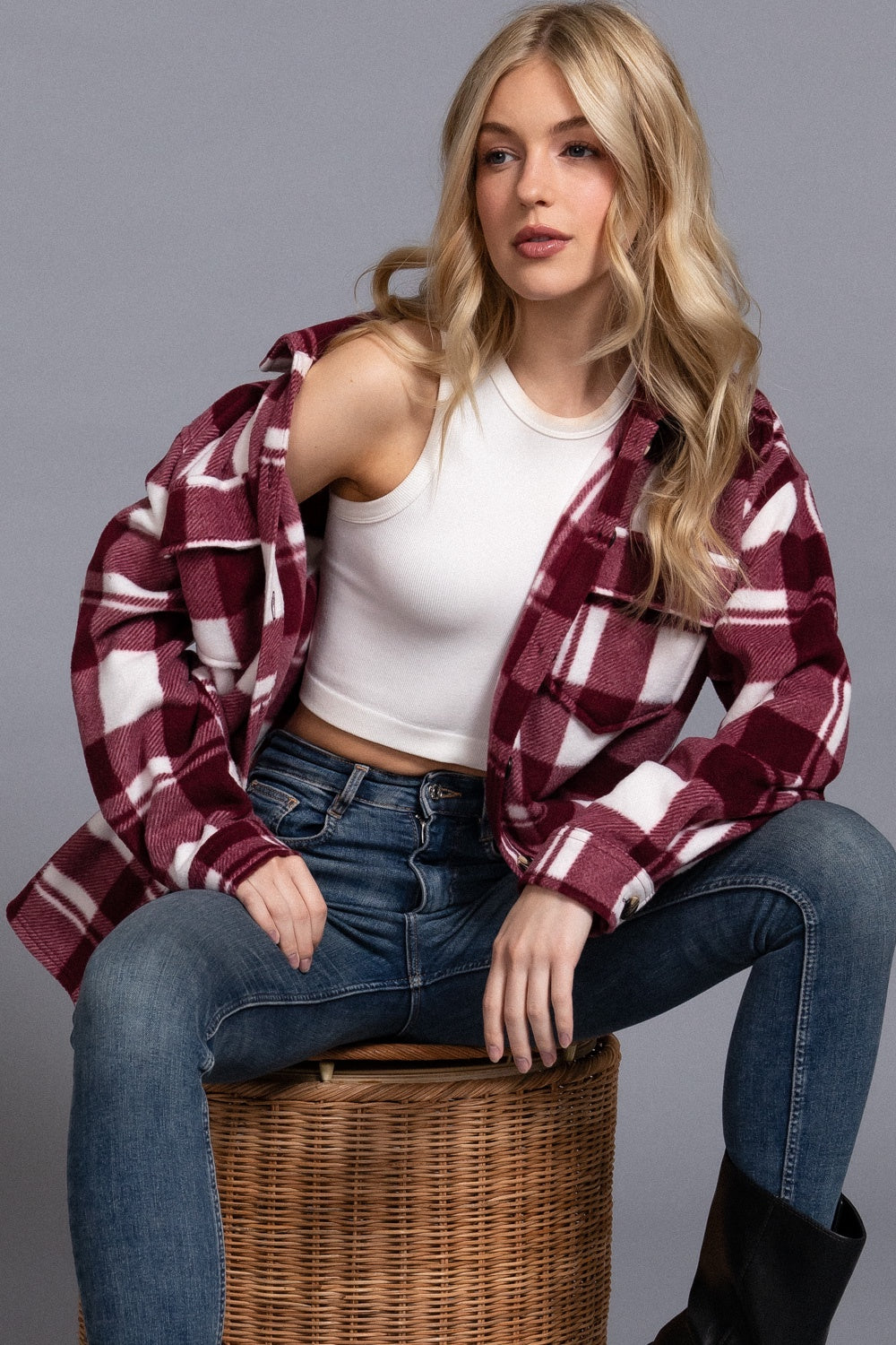 Bundle Up Burgundy Plaid Lined Shacket