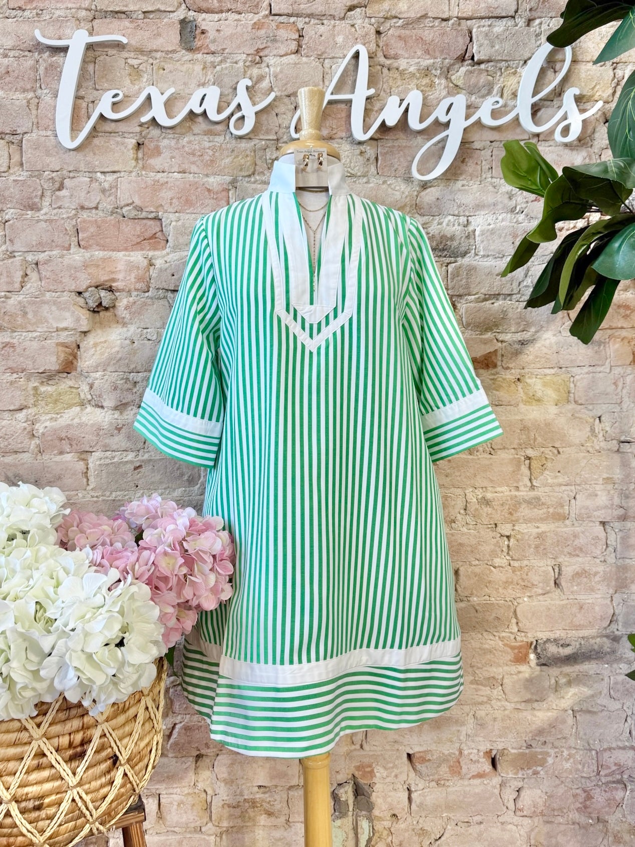 She Can & She Will Green Striped Dress