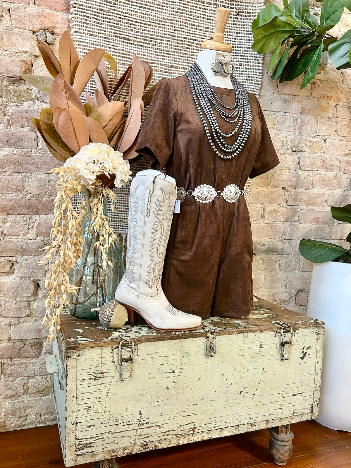 Fall Sunsets Brown Suede Romper