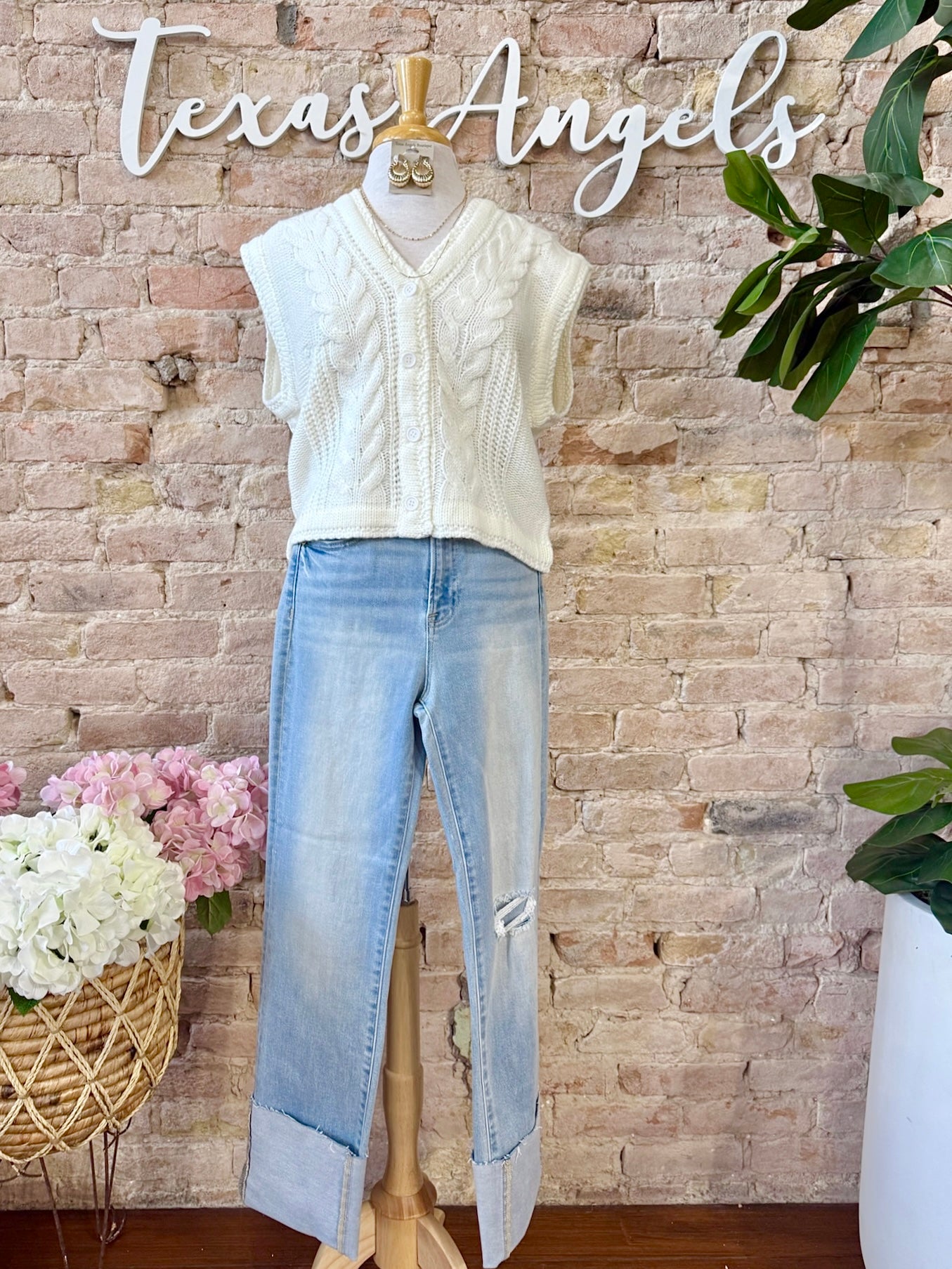 40% Off - I Can See Clearly Now Ivory Sweater Vest