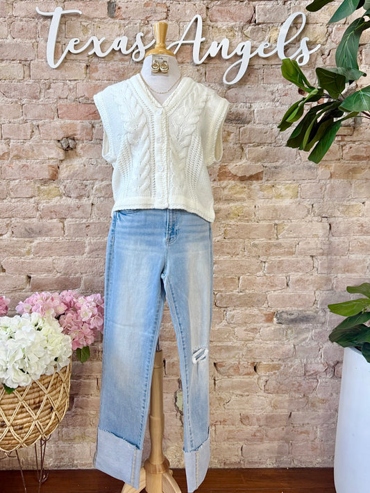 I Can See Clearly Now Ivory Sweater Vest