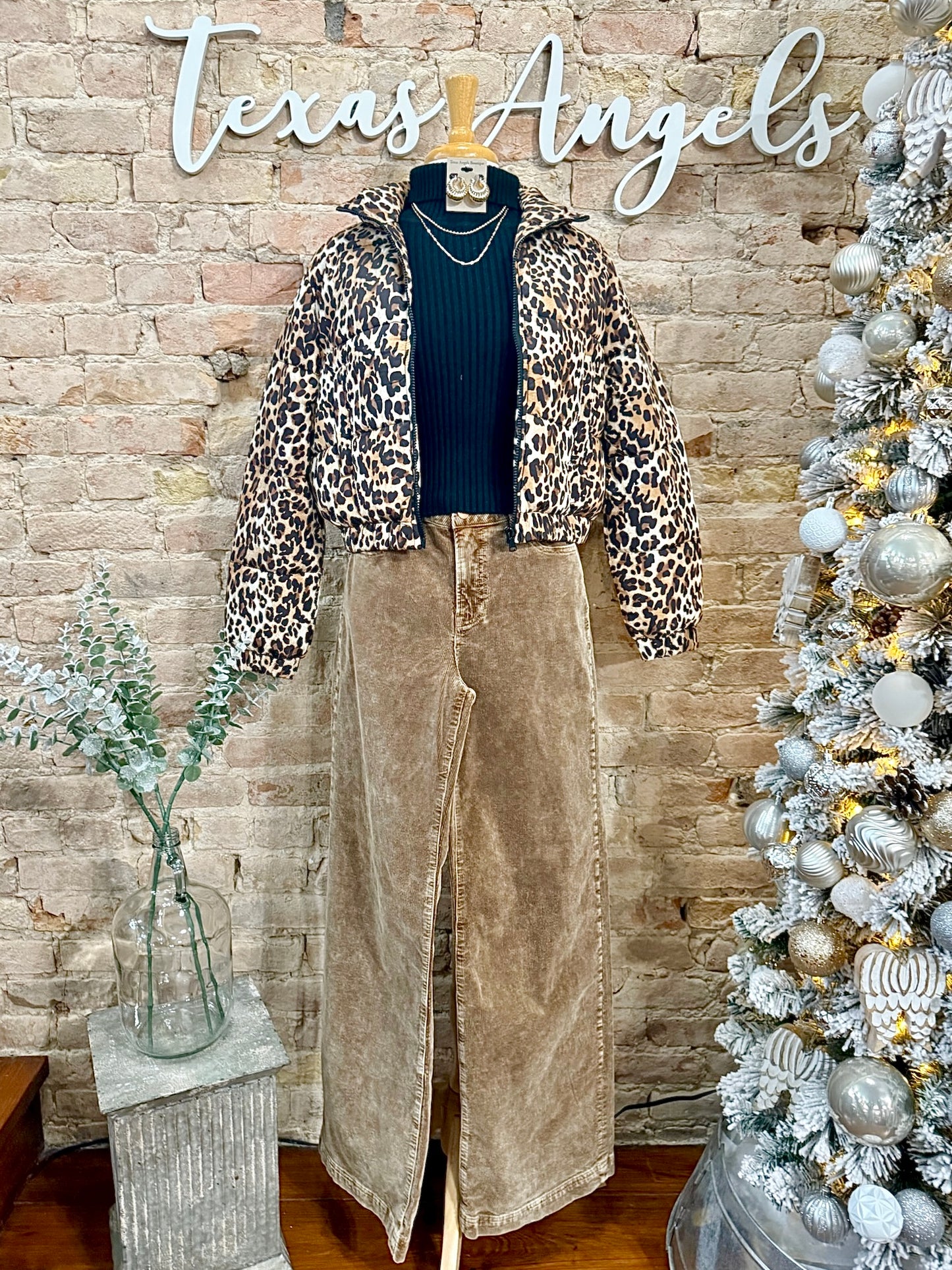 Picked You Just For Myself Leopard Print Puffer Jacket