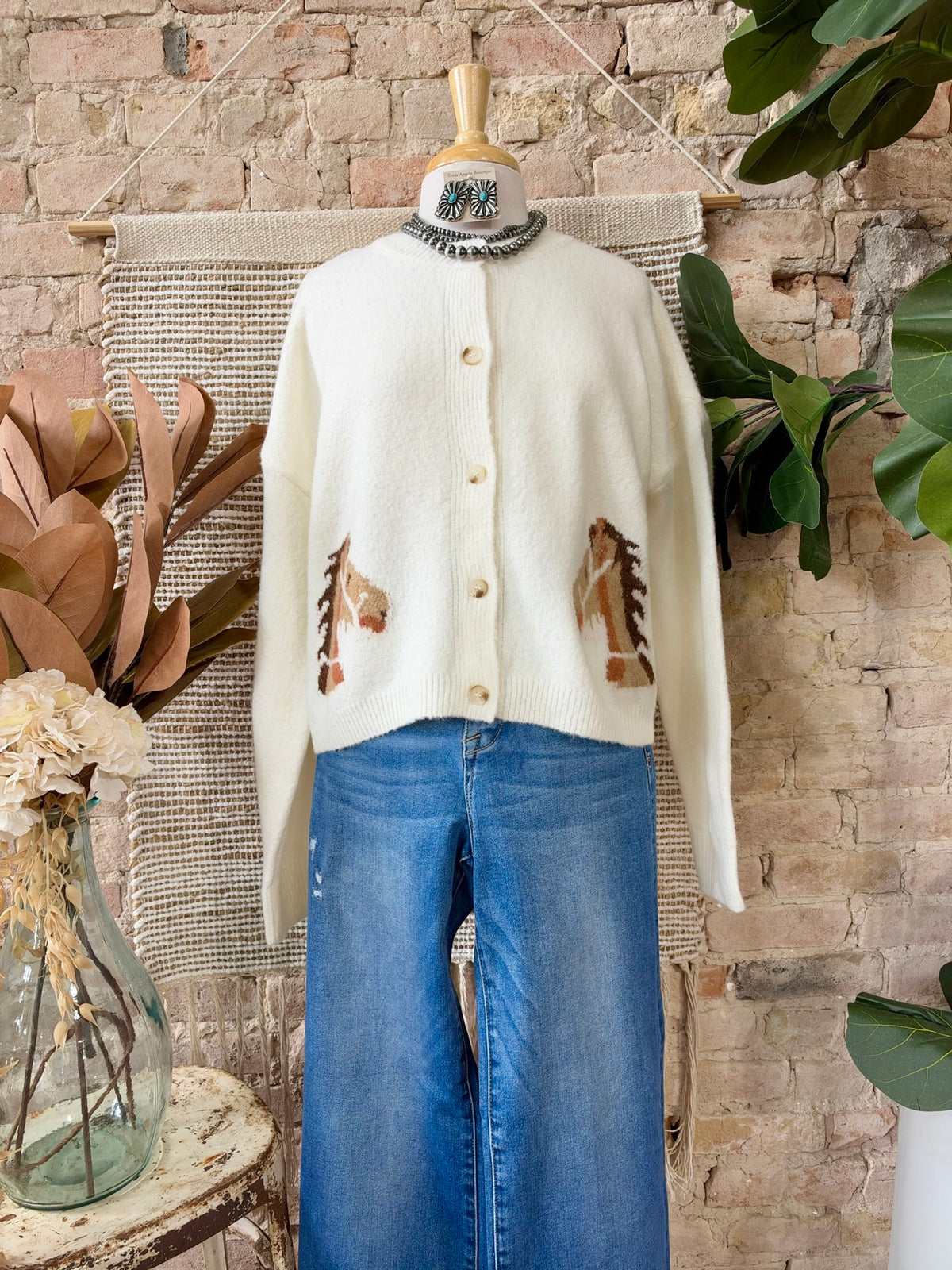 Girls Gotta Do What A Girls Gotta Do Ivory Horse Sweater