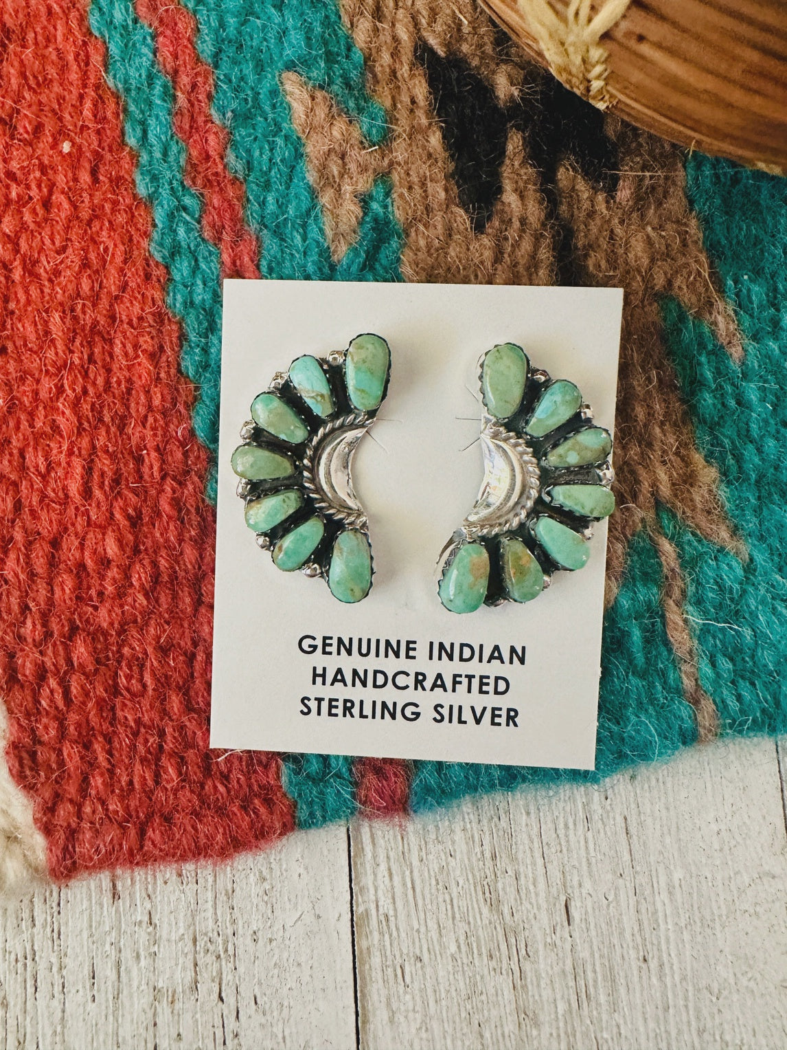 Navajo Turquoise & Sterling Silver Cluster Earrings