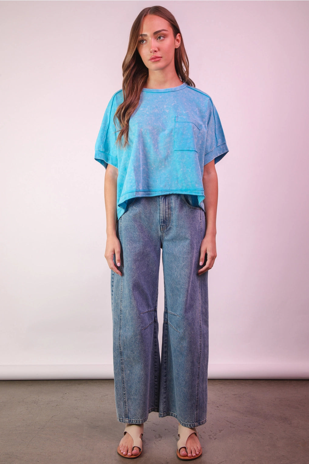 Comfy & Cute Oversized Aqua Top