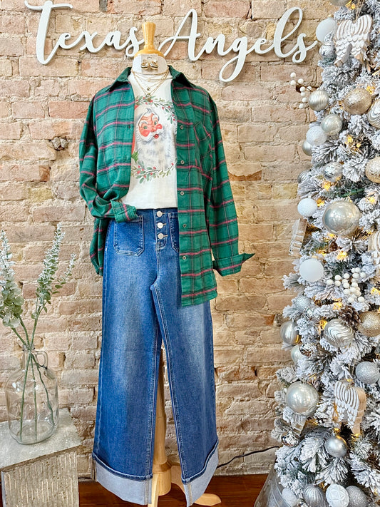 Vintage Santa Clause Wreath Graphic Tee