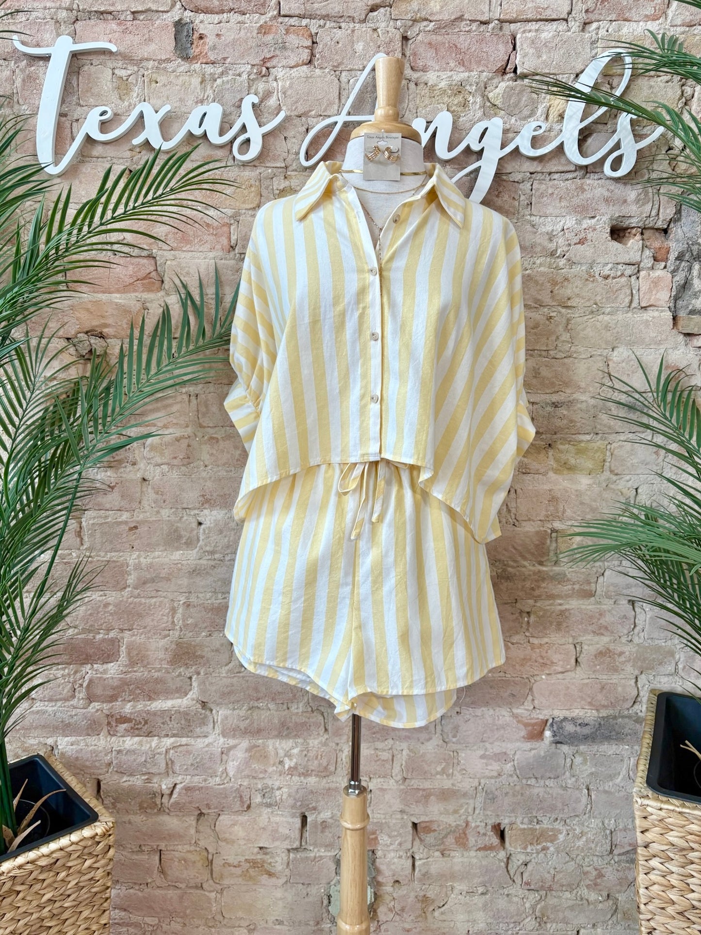 Walking On Sunshine Yellow Striped Shorts