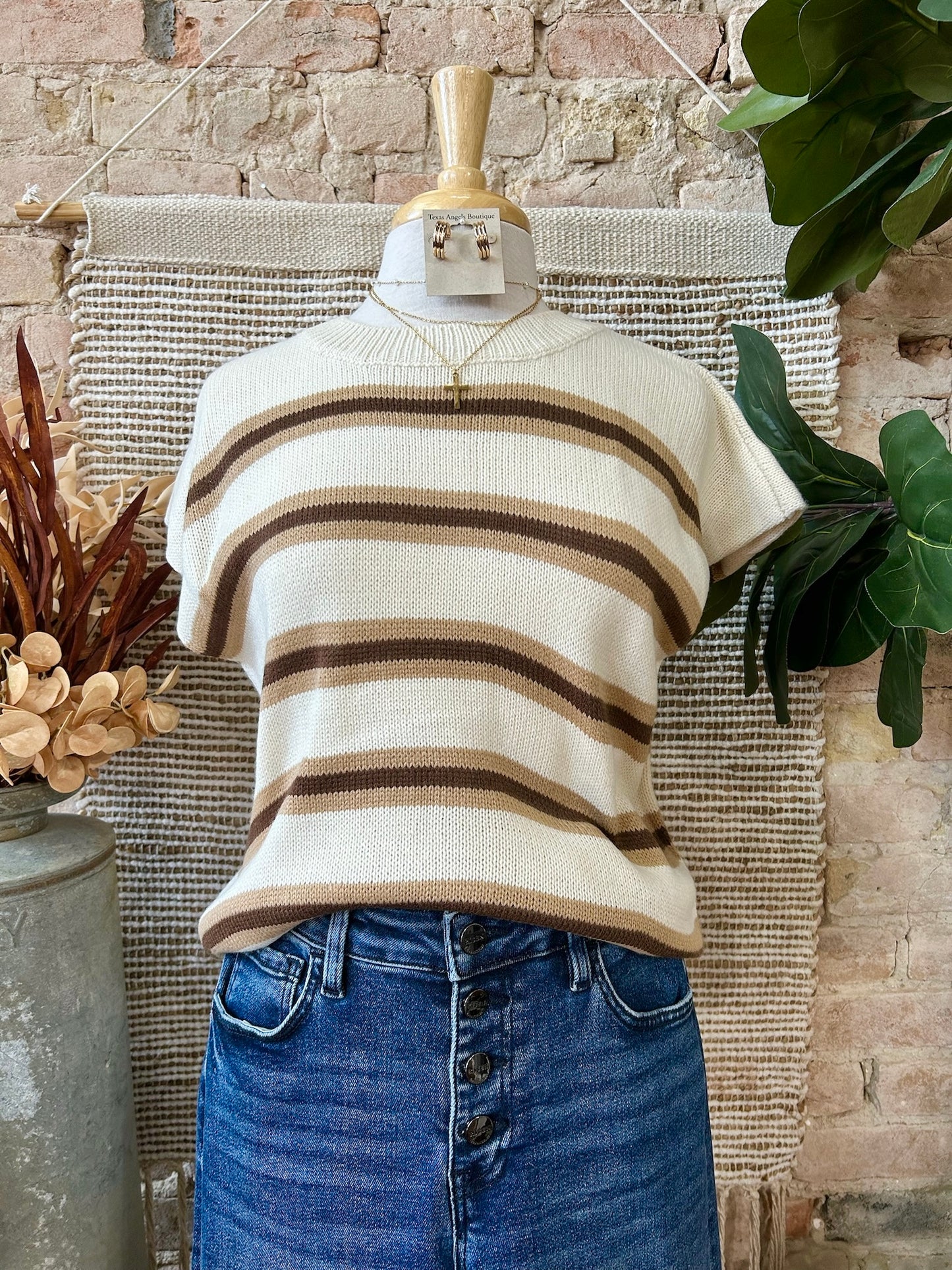 Don’t Be So Shocked Oatmeal Striped Sweater Top