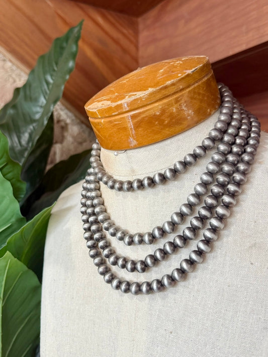 Multi Strand Silver Beaded Necklace