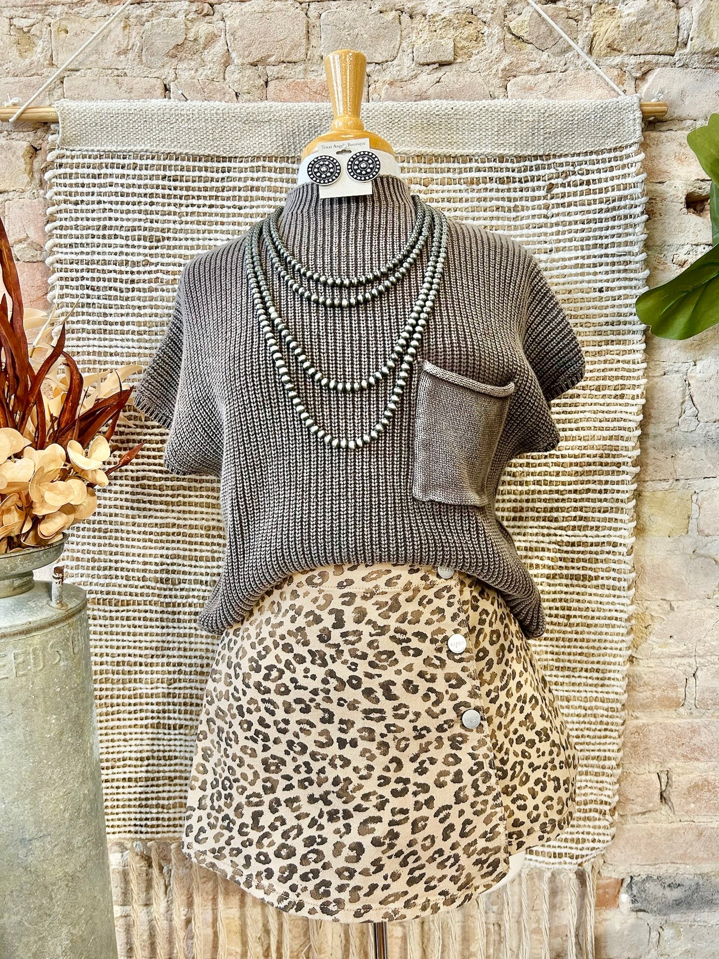 Not Here For A Long Time Brown Mineral Wash Knit Top