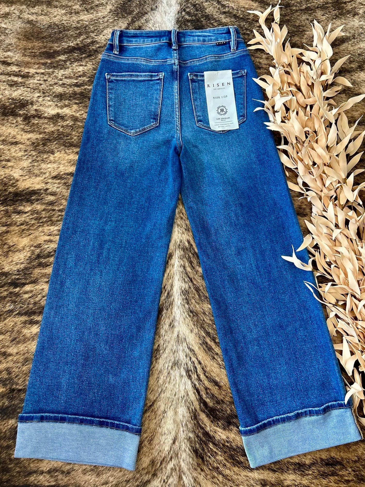 New Routine Dark Wide Leg Risen Jeans
