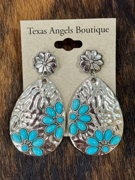 50% Off - Silver Flower Concho Earrings