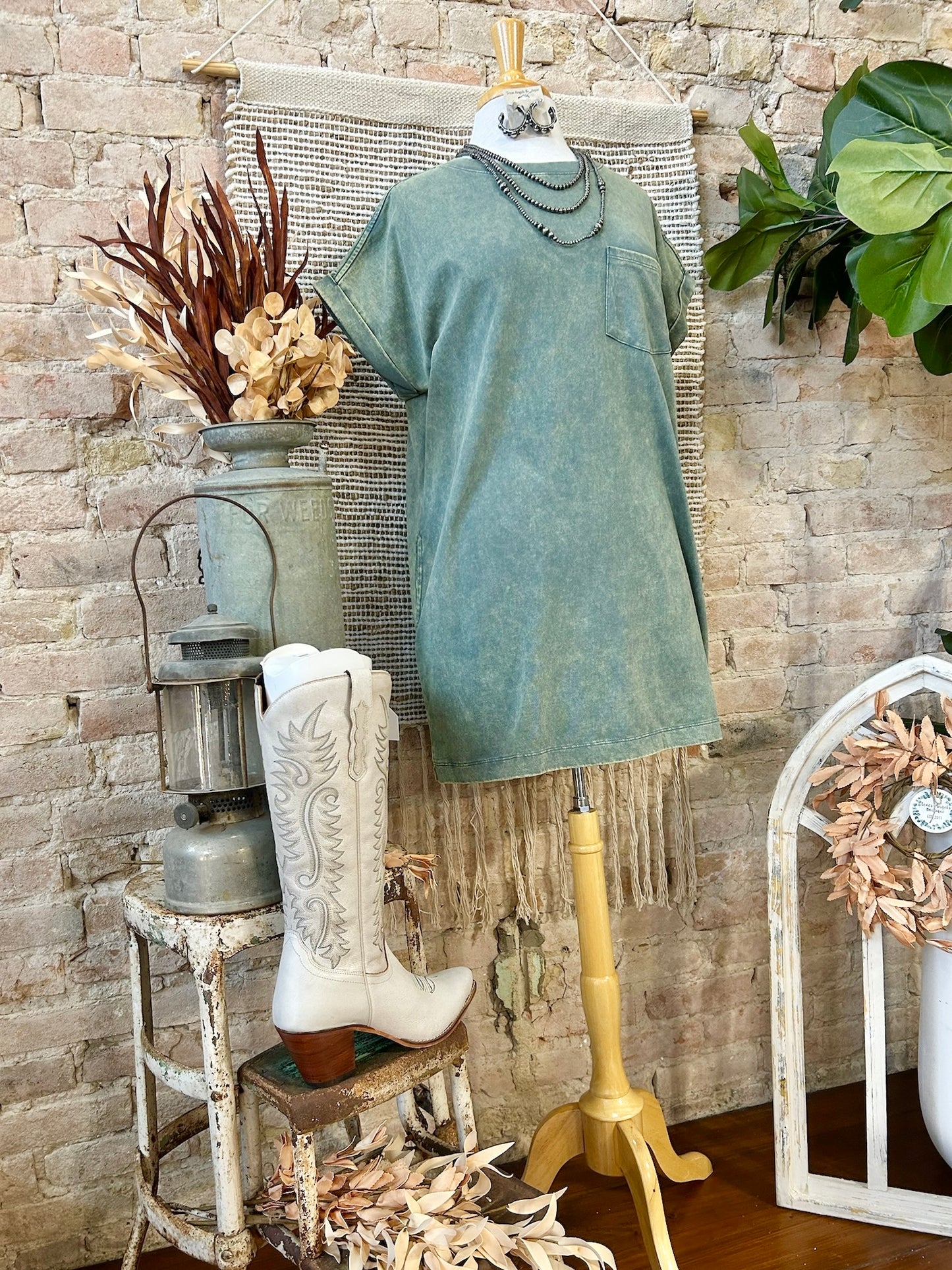 Just Wondering When Jade Mineral Wash Dress