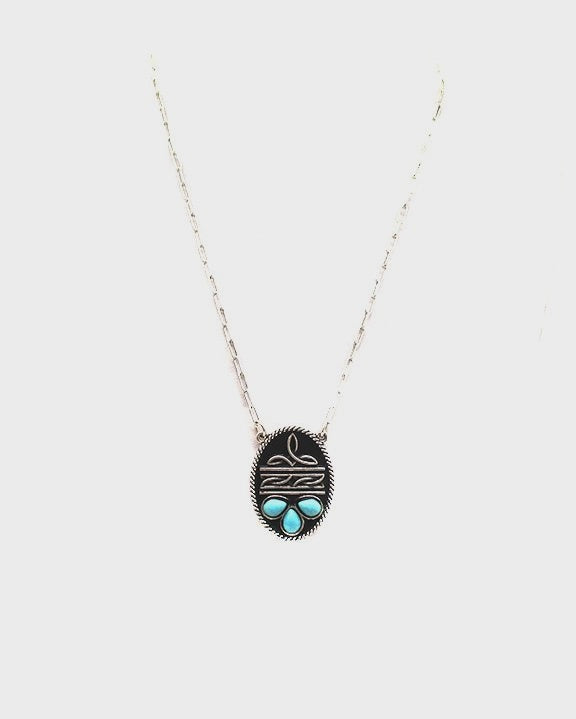 Silver Boot Stitch Necklace