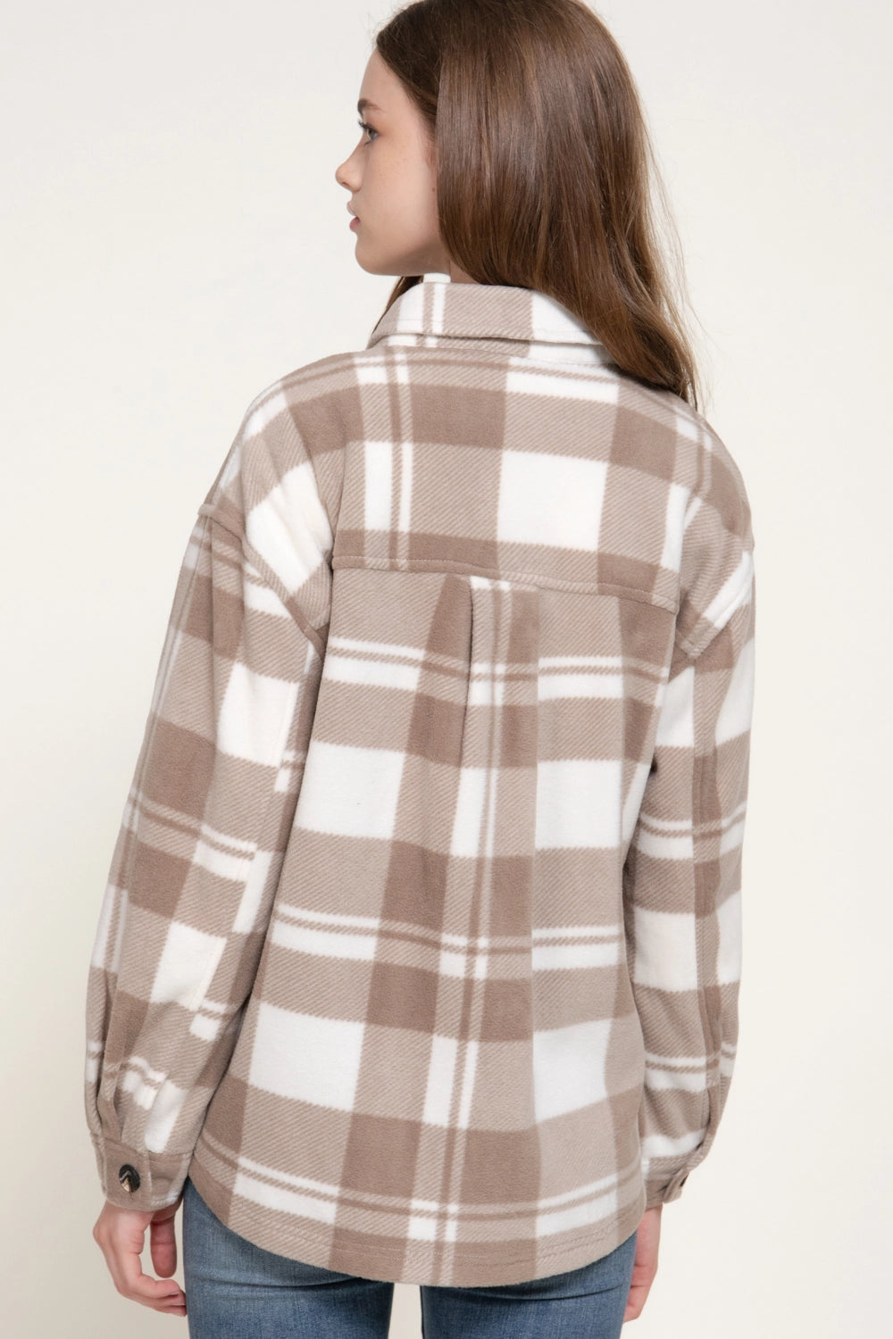 Pumpkin Patch Taupe Plaid Lined Shacket