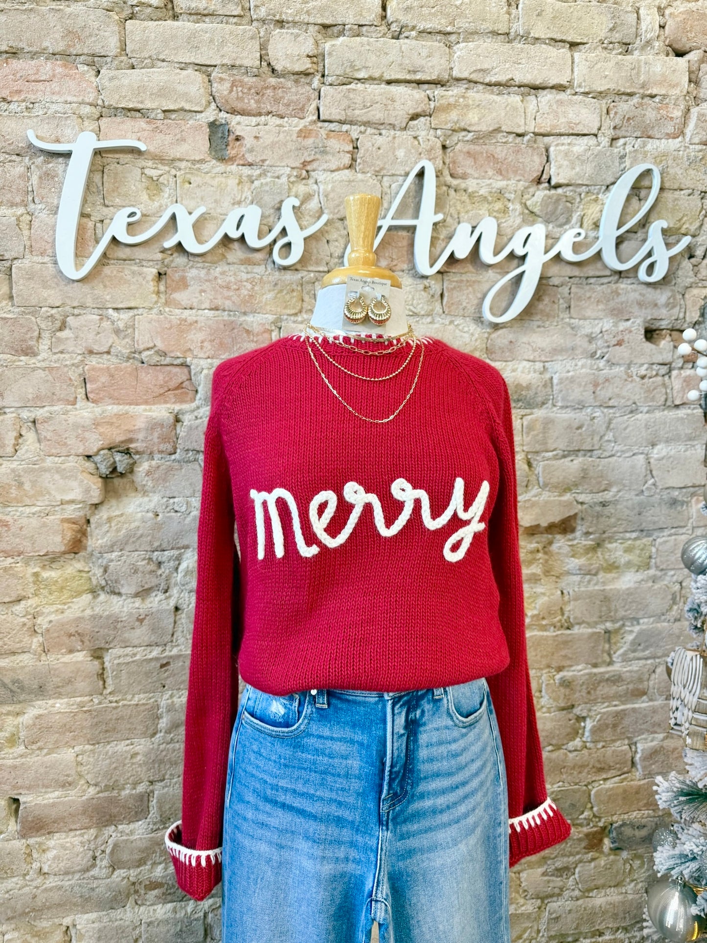 Rudolph the Red-Nosed Reindeers Red Merry Knit Sweater