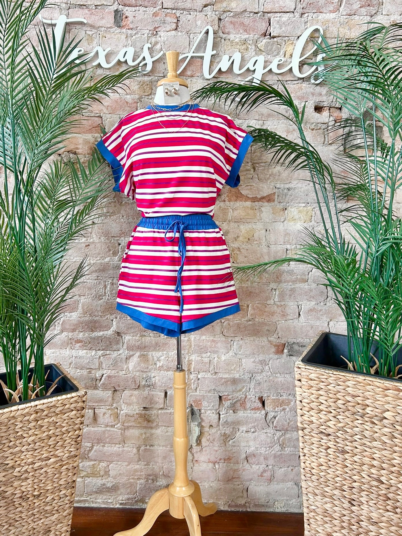 Deep In The Heart Red & Blue Striped Top