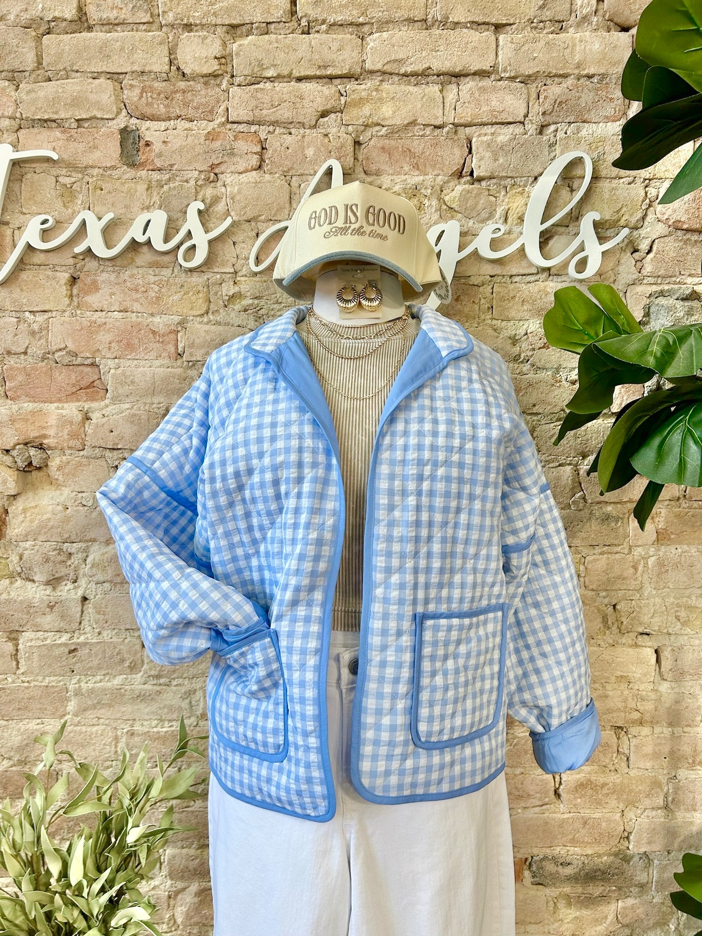 Don’t Question It Blue Plaid Quilted Jacket