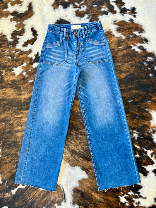 Walk The Line Wide Leg Risen Jeans