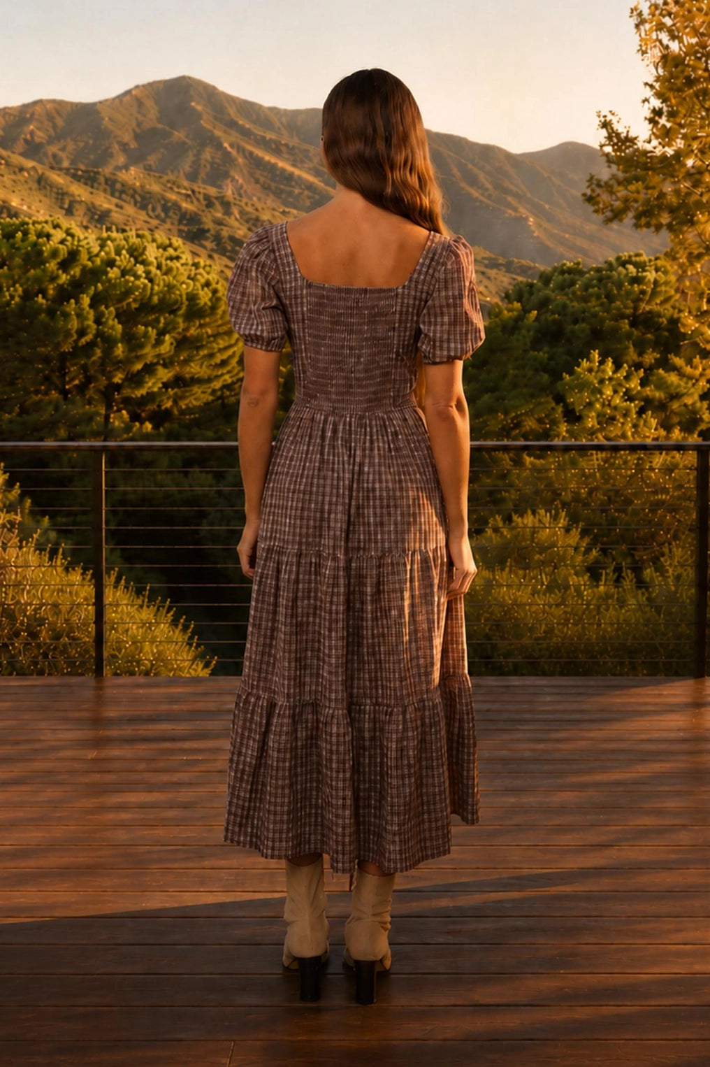 Corn Maze Brown Mid Maxi Dress