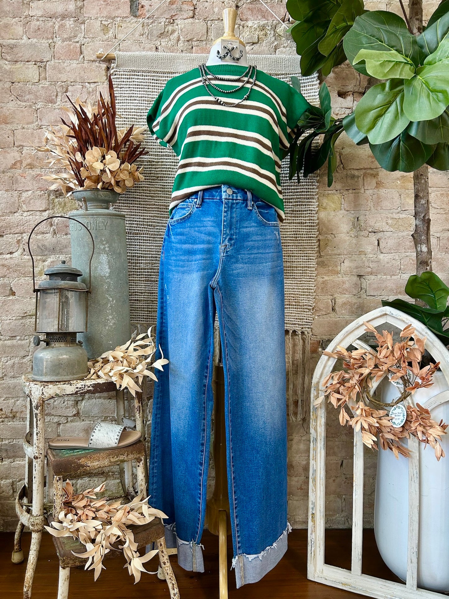 Keep It To Yourself Kelly Green Striped Sweater Top