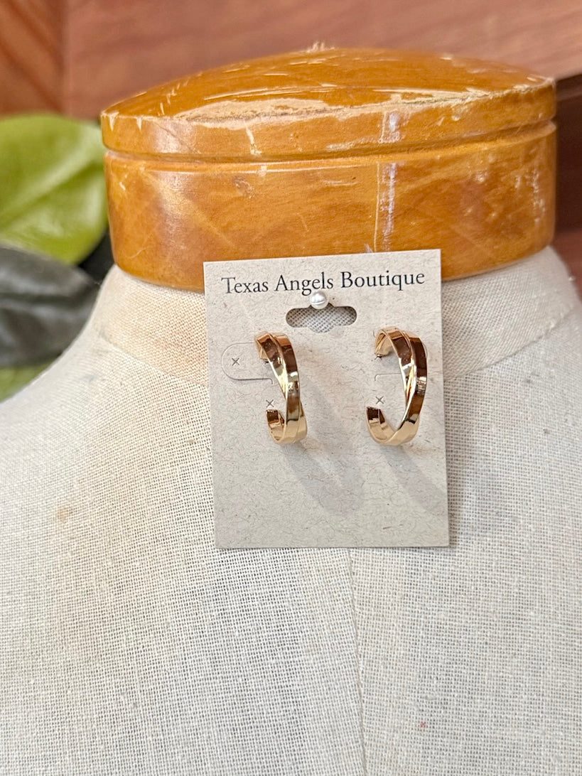 Criss Cross Gold Hoop Earrings