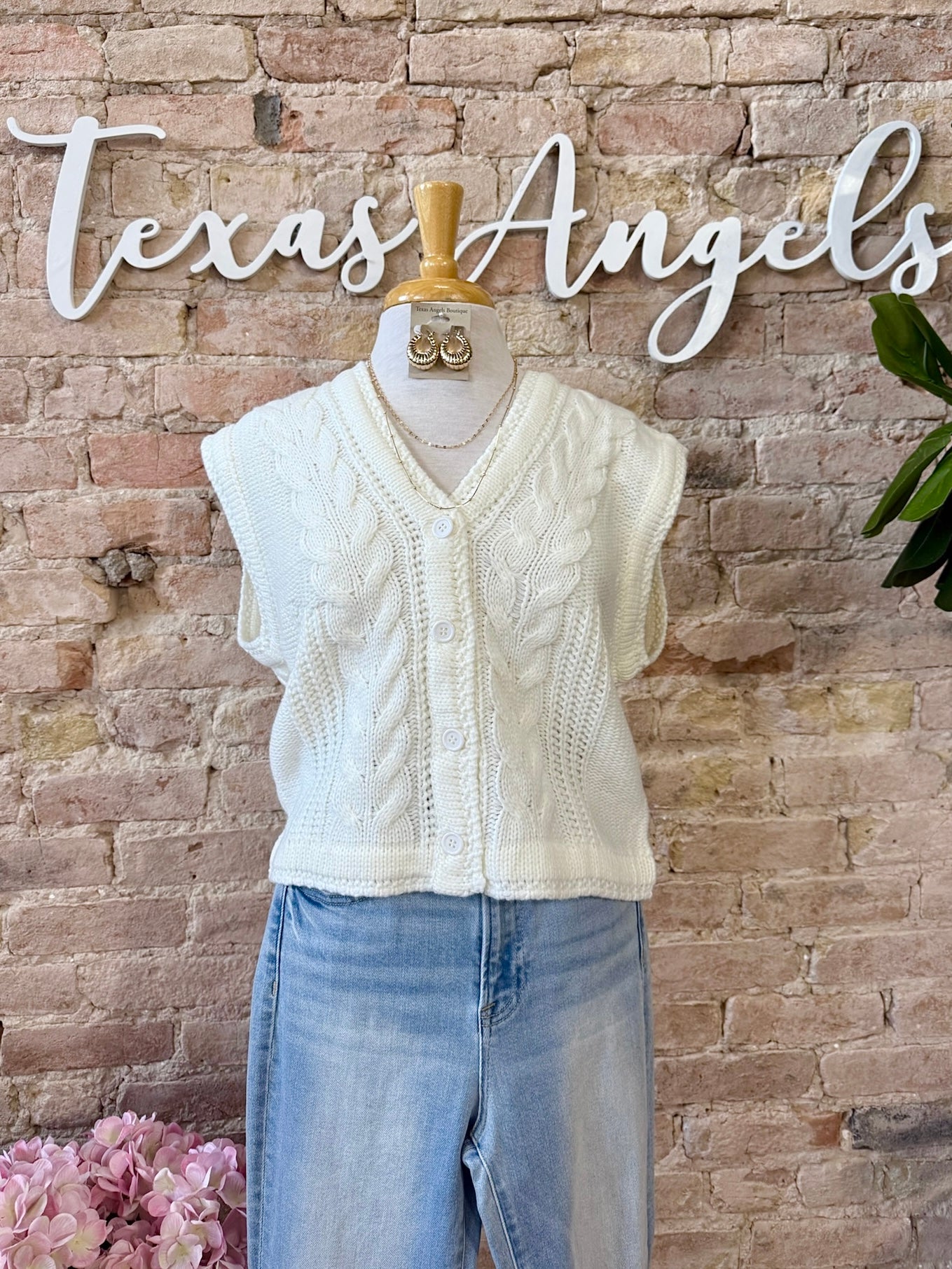 40% Off - I Can See Clearly Now Ivory Sweater Vest