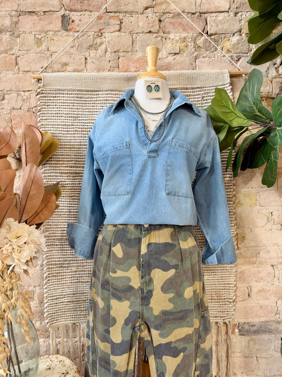 Gone Bird Hunting Chambray Blouse