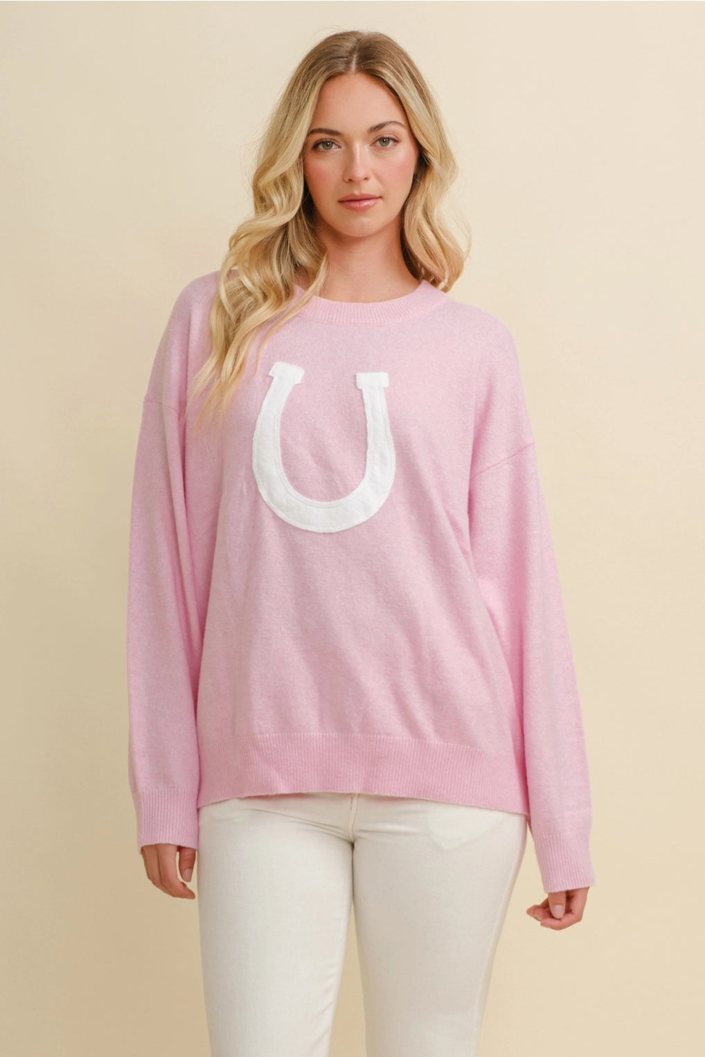 Bareback Rider Pink Horse Shoe Sweater