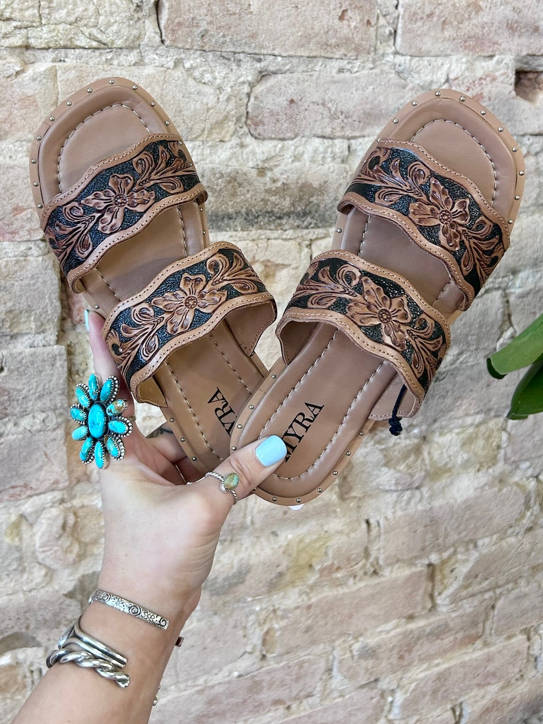 MYRA Tooled Leather Sandals
