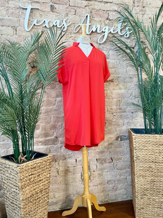 Daydreaming Orange V-Neck Dress