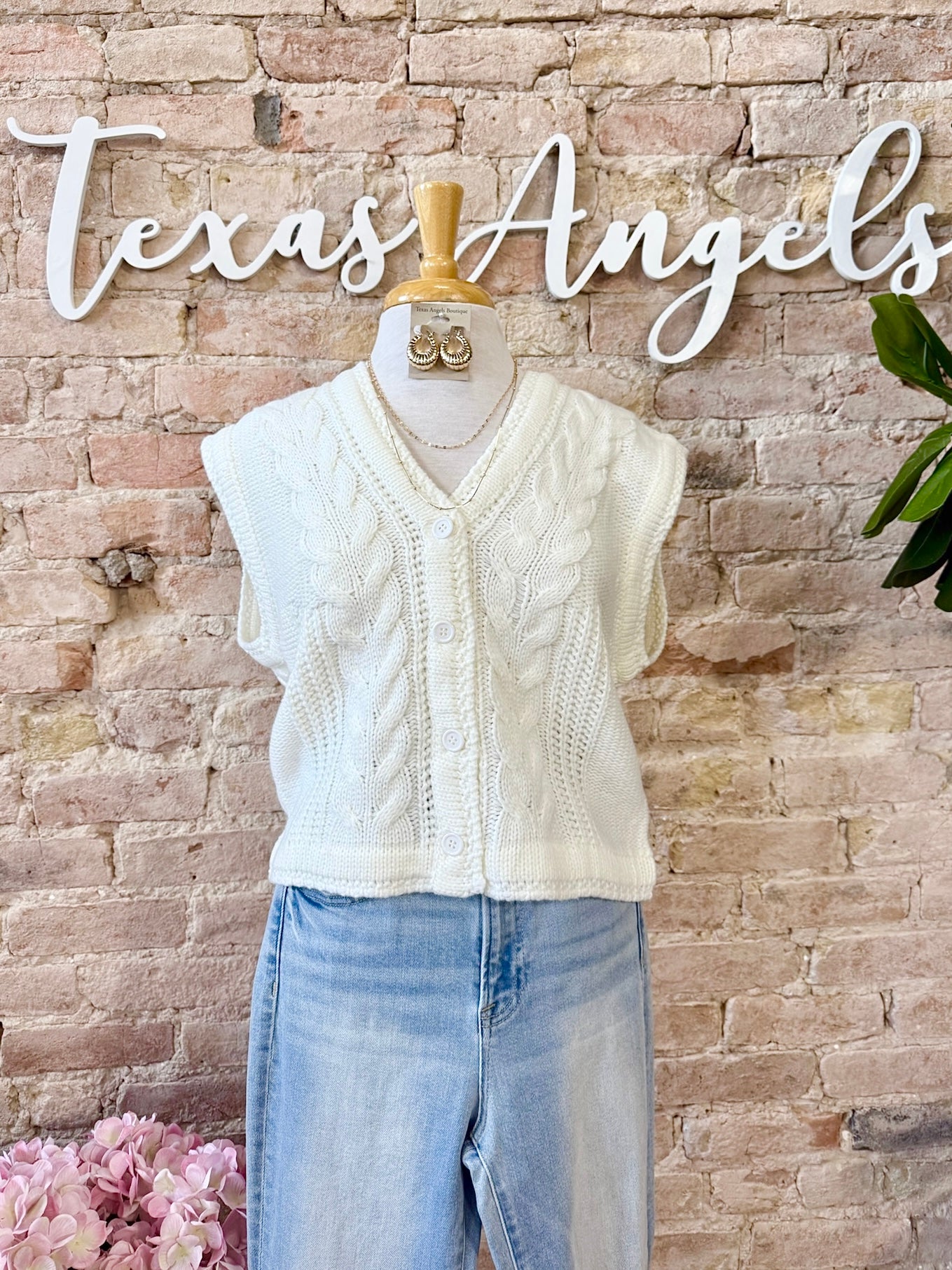 40% Off - I Can See Clearly Now Ivory Sweater Vest