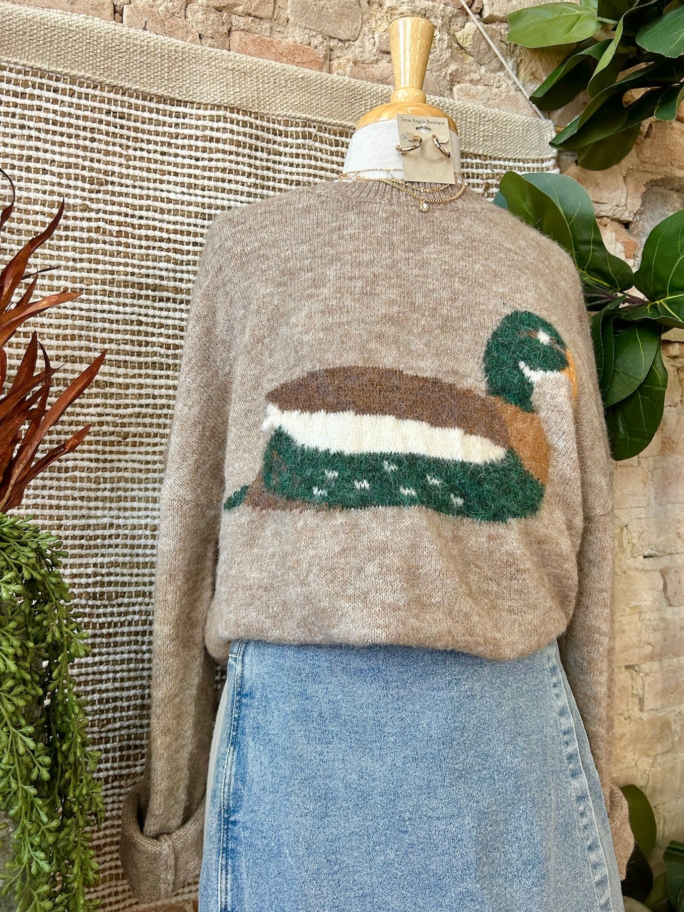 Don’t Mind Me Mocha Mallard Duck Sweater