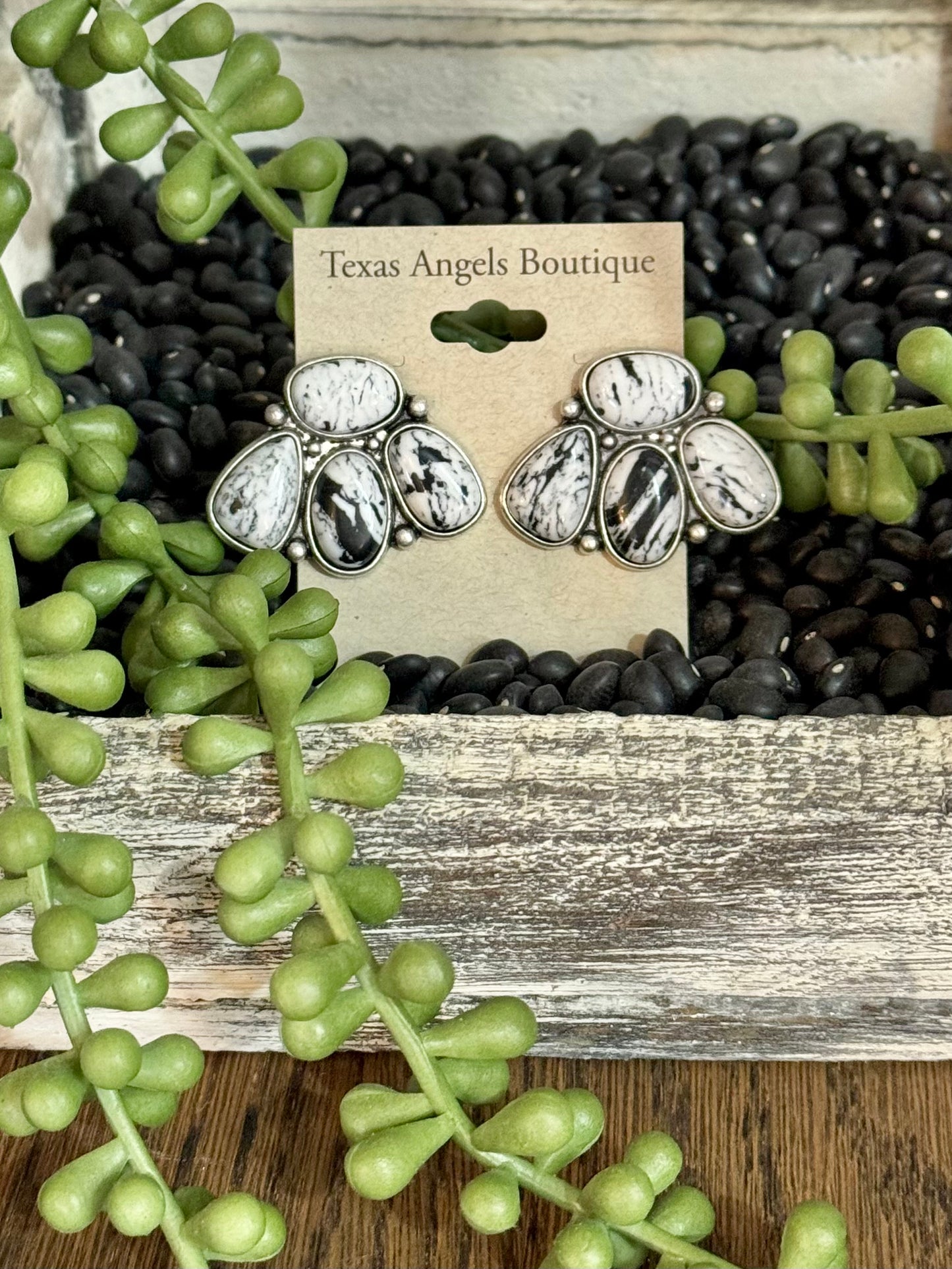 White Cluster Earrings