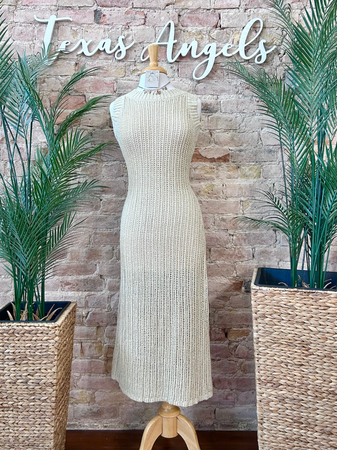 Minding My Own Taupe Knit Mid Maxi