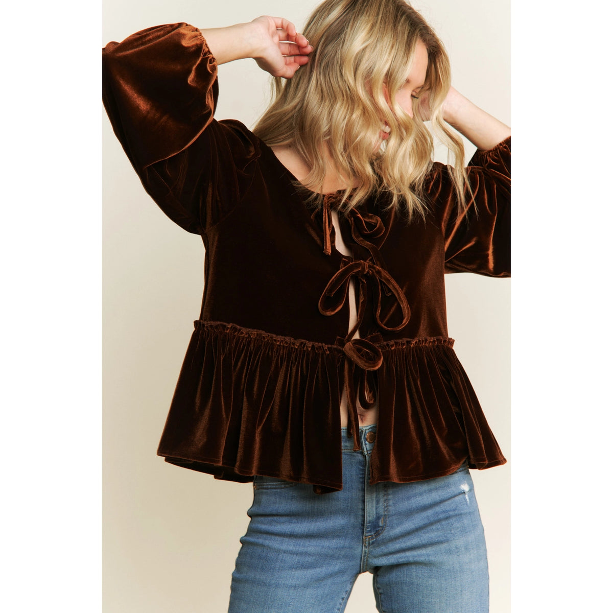 Meet Me At The Vineyards Rust Velvet Blouse