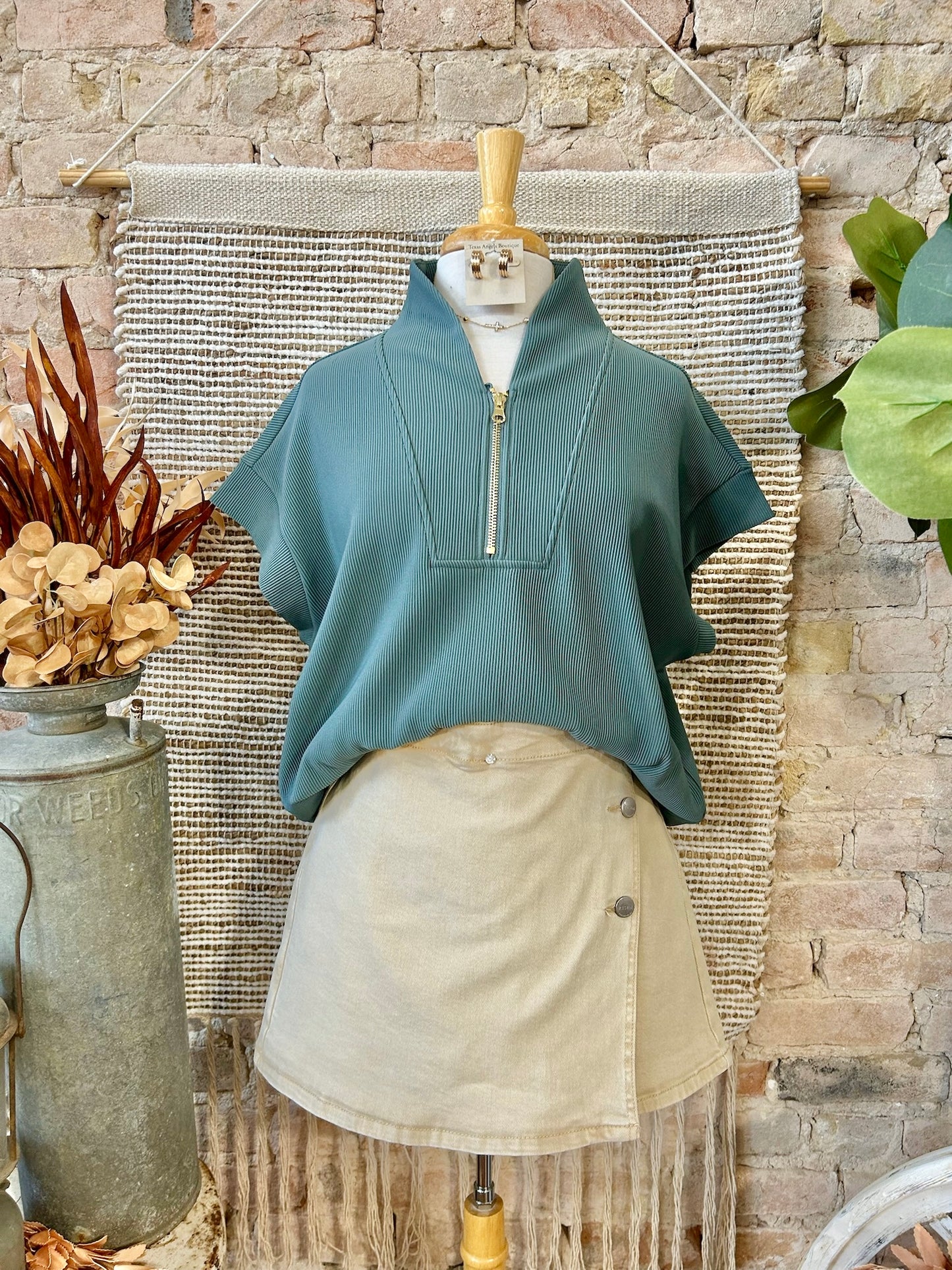 Trust The Timing Jade Zip Up Top