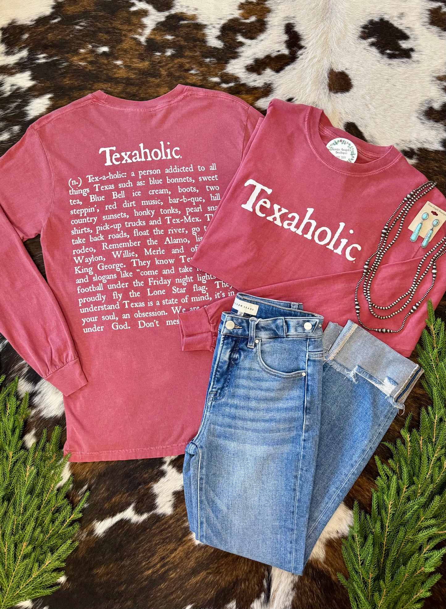 Red Texaholic Long Sleeve Graphic Tee