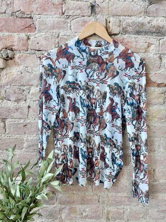 40% Off - Hold Your Horses Mesh Western Top