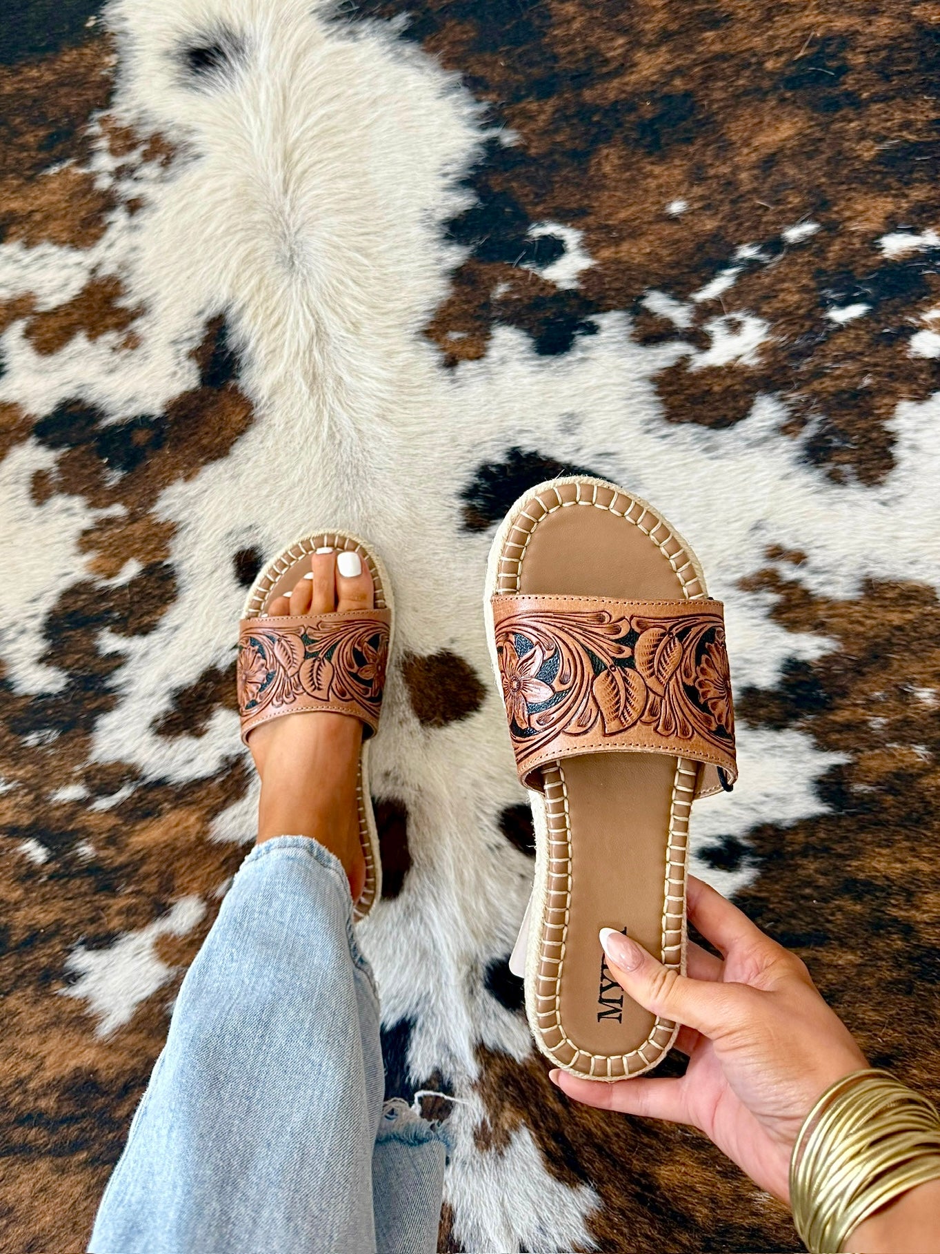 MYRA Tooled Leather Sandals