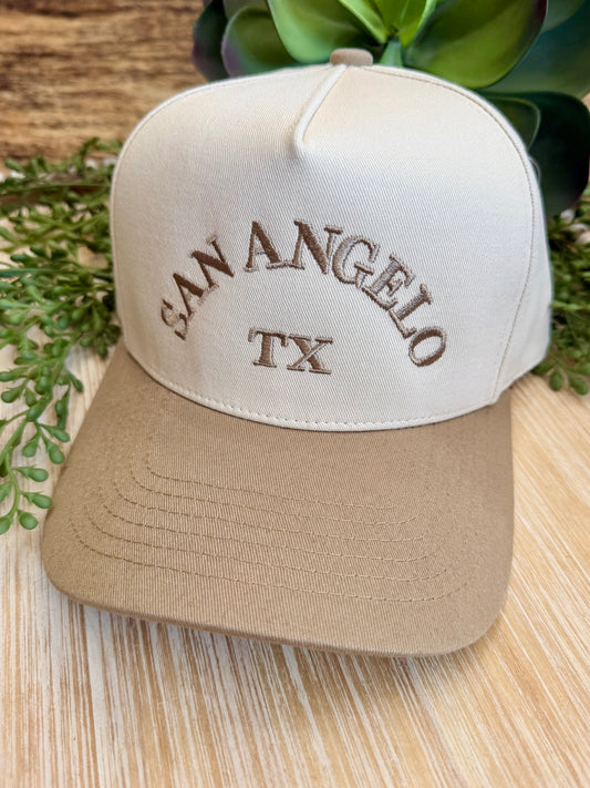 San Angelo TX Beige Embroidered Trucker Hat