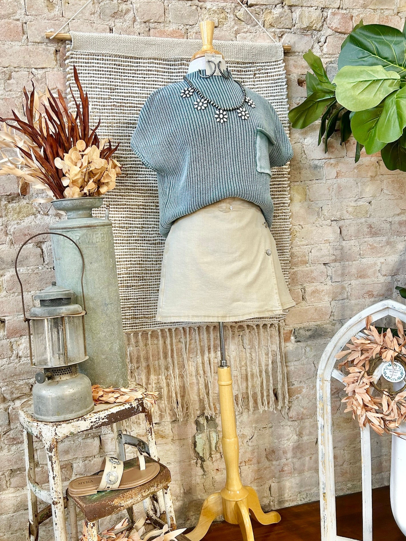 Just Here For A Good Time Jade Mineral Wash Knit Top