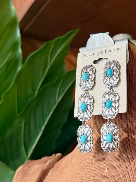 Turquoise Concho Earrings