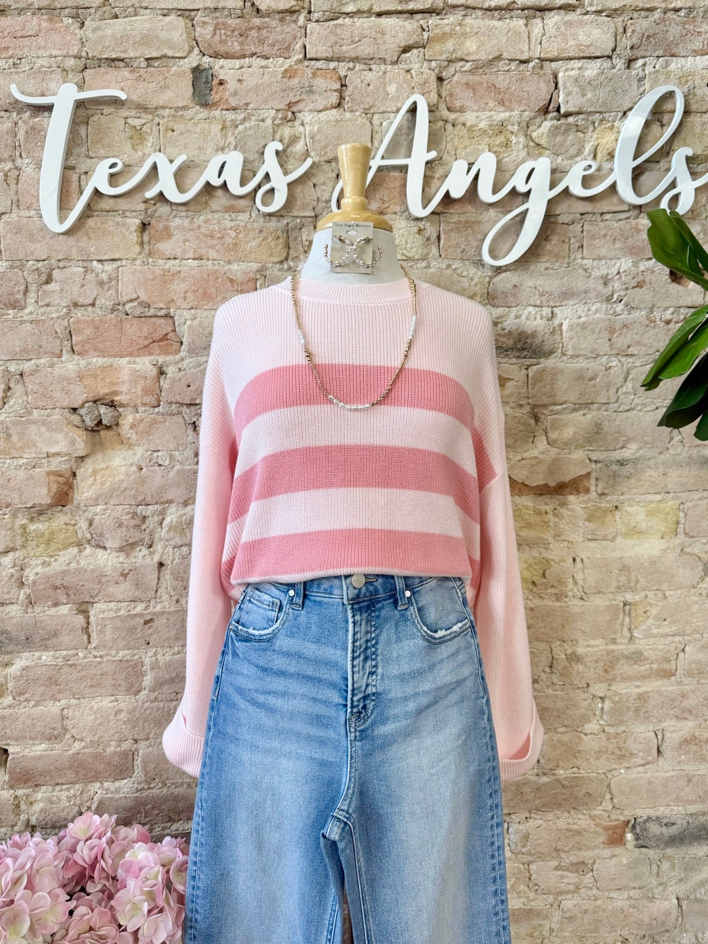 40% Off - Pinky Promise You Pink Striped Sweater